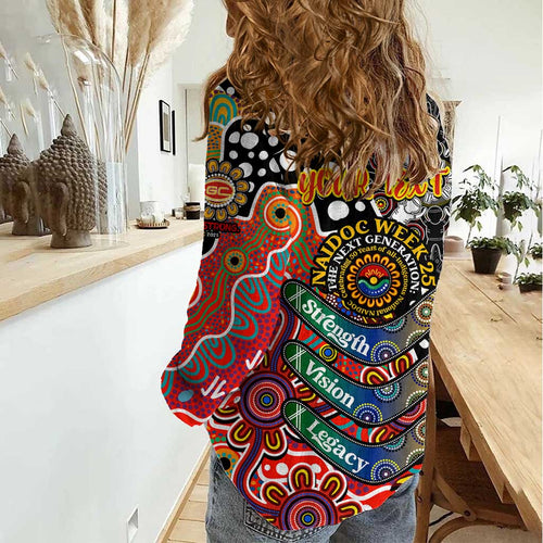 Personalised Suns AFL Celebrating 50 Years of Naidoc Women Casual Shirt NAIDOC Week 2025 Aboriginal