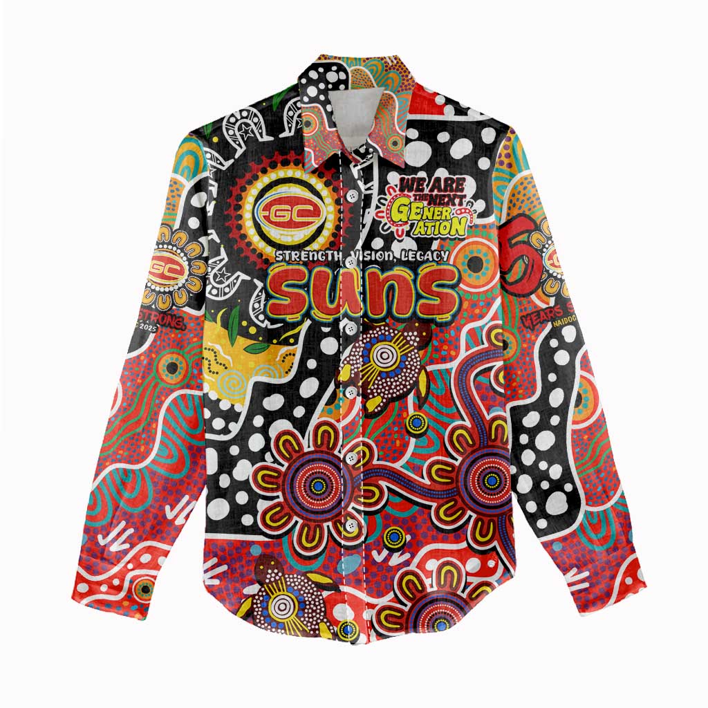 Personalised Suns AFL Celebrating 50 Years of Naidoc Women Casual Shirt NAIDOC Week 2025 Aboriginal