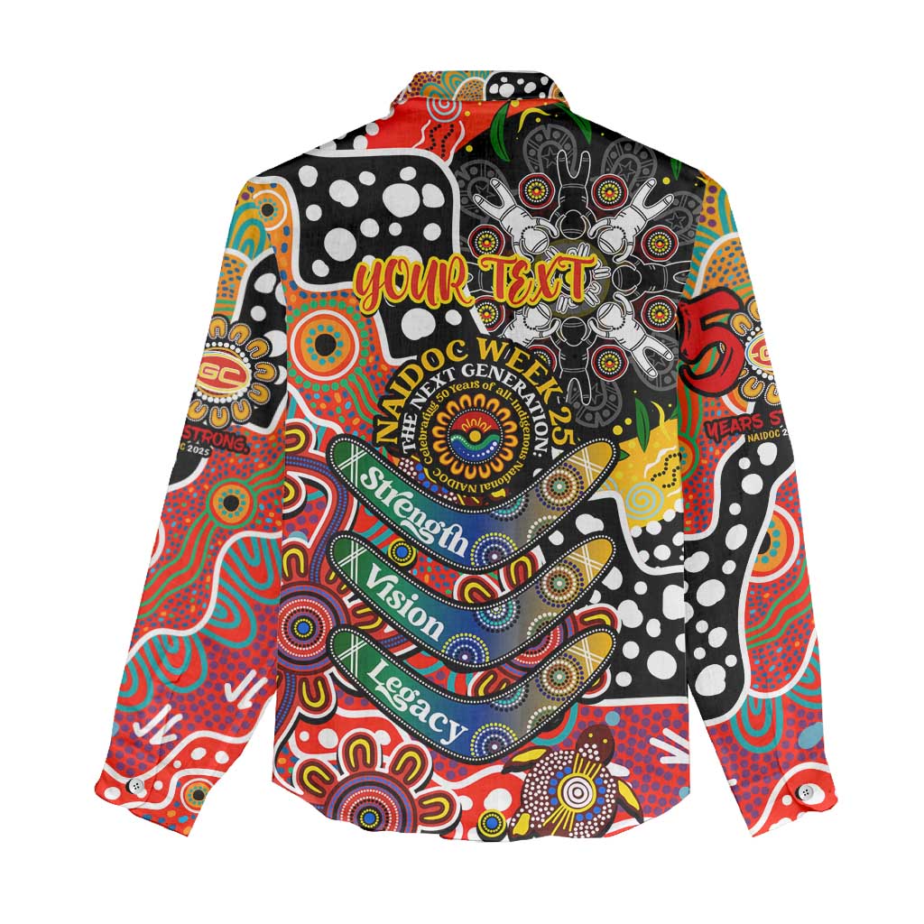 Personalised Suns AFL Celebrating 50 Years of Naidoc Women Casual Shirt NAIDOC Week 2025 Aboriginal