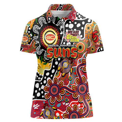 Personalised Suns AFL Celebrating 50 Years of Naidoc Women Polo Shirt NAIDOC Week 2025 Aboriginal