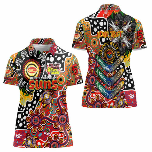 Personalised Suns AFL Celebrating 50 Years of Naidoc Women Polo Shirt NAIDOC Week 2025 Aboriginal