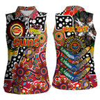 Personalised Suns AFL Celebrating 50 Years of Naidoc Women Sleeveless Polo Shirt NAIDOC Week 2025 Aboriginal