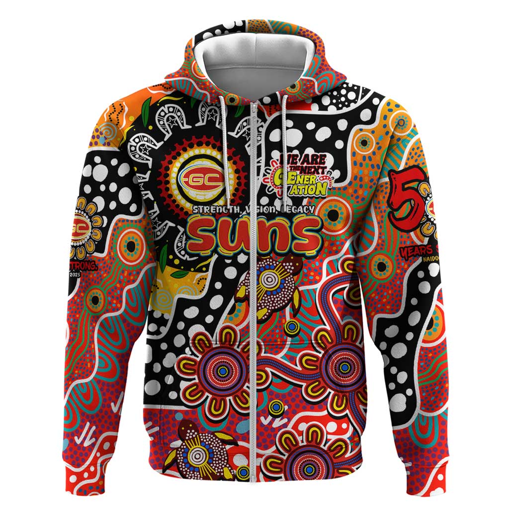 Personalised Suns AFL Celebrating 50 Years of Naidoc Zip Hoodie NAIDOC Week 2025 Aboriginal