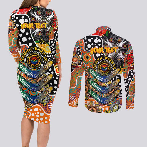 Personalised Giants AFL Celebrating 50 Years of Naidoc Couples Matching Long Sleeve Bodycon Dress and Long Sleeve Button Shirt NAIDOC Week 2025 Aboriginal
