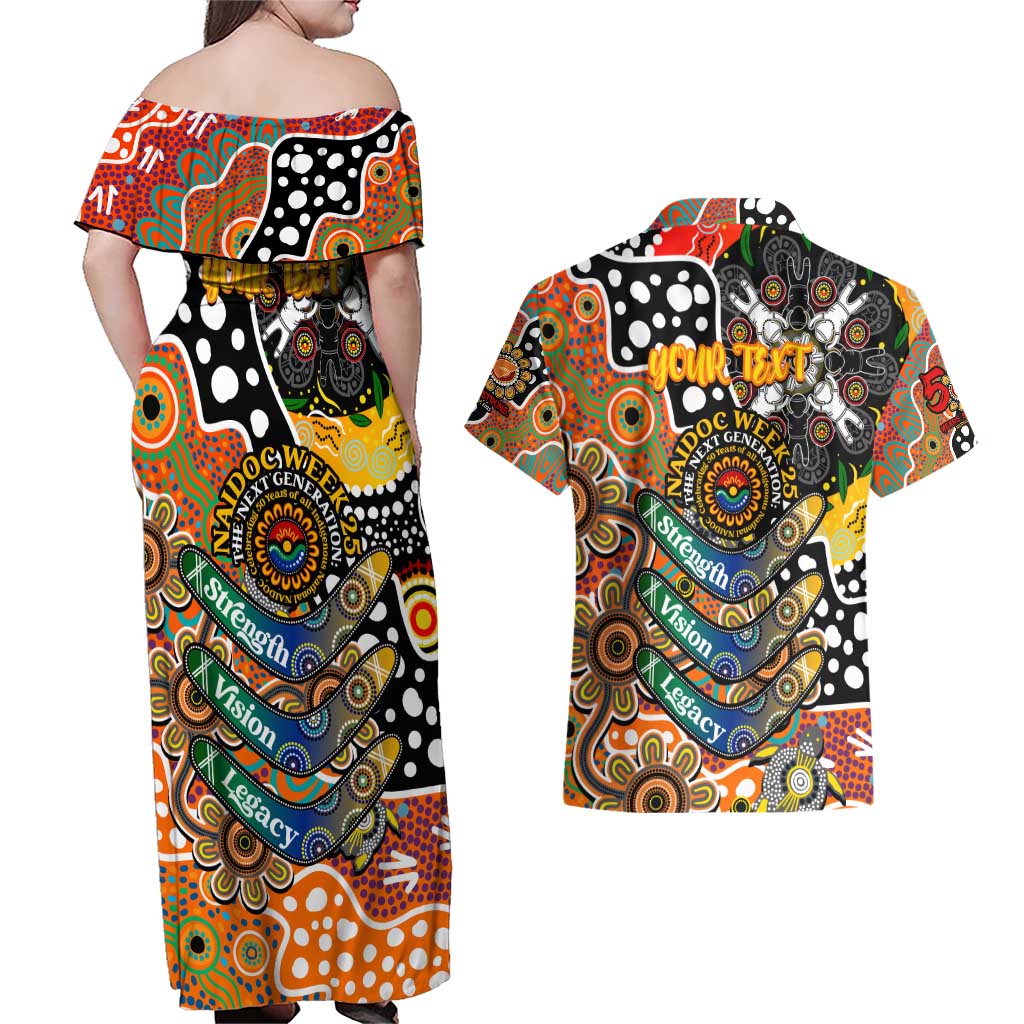 Personalised Giants AFL Celebrating 50 Years of Naidoc Couples Matching Off Shoulder Maxi Dress and Hawaiian Shirt NAIDOC Week 2025 Aboriginal