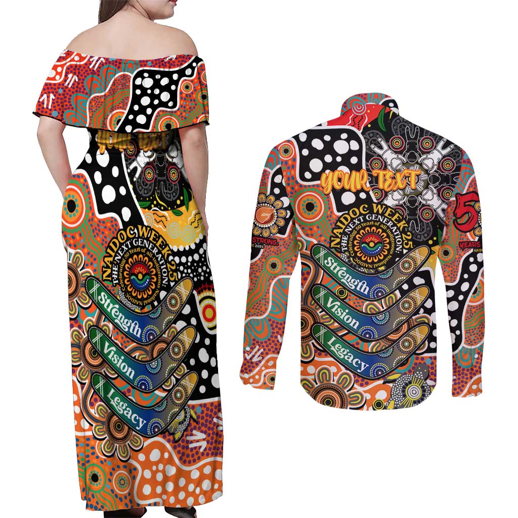 Personalised Giants AFL Celebrating 50 Years of Naidoc Couples Matching Off Shoulder Maxi Dress and Long Sleeve Button Shirt NAIDOC Week 2025 Aboriginal