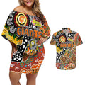 Personalised Giants AFL Celebrating 50 Years of Naidoc Couples Matching Off Shoulder Short Dress and Hawaiian Shirt NAIDOC Week 2025 Aboriginal