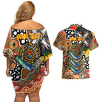Personalised Giants AFL Celebrating 50 Years of Naidoc Couples Matching Off Shoulder Short Dress and Hawaiian Shirt NAIDOC Week 2025 Aboriginal