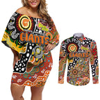 Personalised Giants AFL Celebrating 50 Years of Naidoc Couples Matching Off Shoulder Short Dress and Long Sleeve Button Shirt NAIDOC Week 2025 Aboriginal