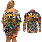 Personalised Giants AFL Celebrating 50 Years of Naidoc Couples Matching Off Shoulder Short Dress and Long Sleeve Button Shirt NAIDOC Week 2025 Aboriginal