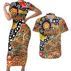 Personalised Giants AFL Celebrating 50 Years of Naidoc Couples Matching Short Sleeve Bodycon Dress and Hawaiian Shirt NAIDOC Week 2025 Aboriginal