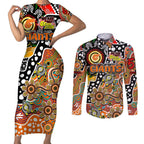 Personalised Giants AFL Celebrating 50 Years of Naidoc Couples Matching Short Sleeve Bodycon Dress and Long Sleeve Button Shirt NAIDOC Week 2025 Aboriginal