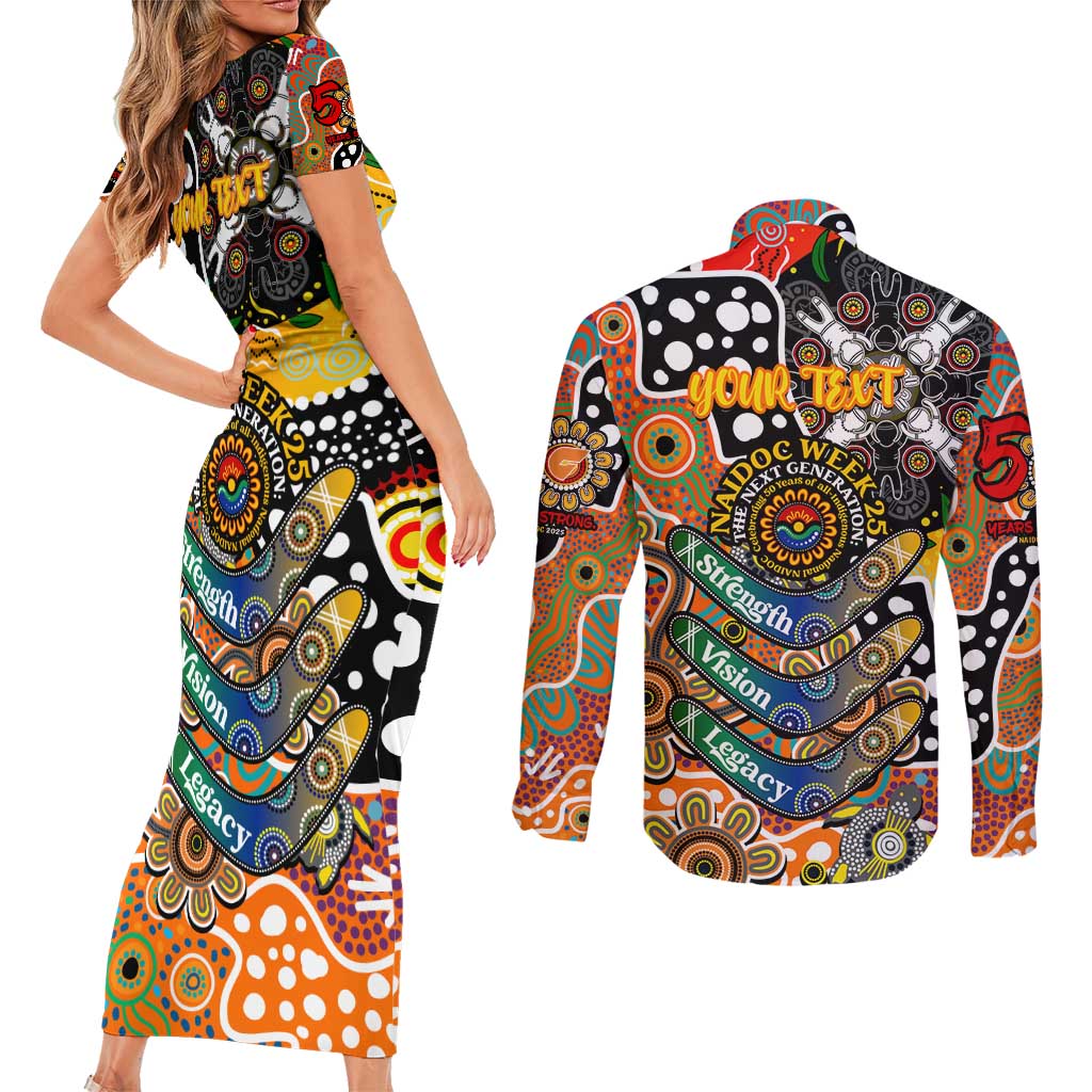 Personalised Giants AFL Celebrating 50 Years of Naidoc Couples Matching Short Sleeve Bodycon Dress and Long Sleeve Button Shirt NAIDOC Week 2025 Aboriginal