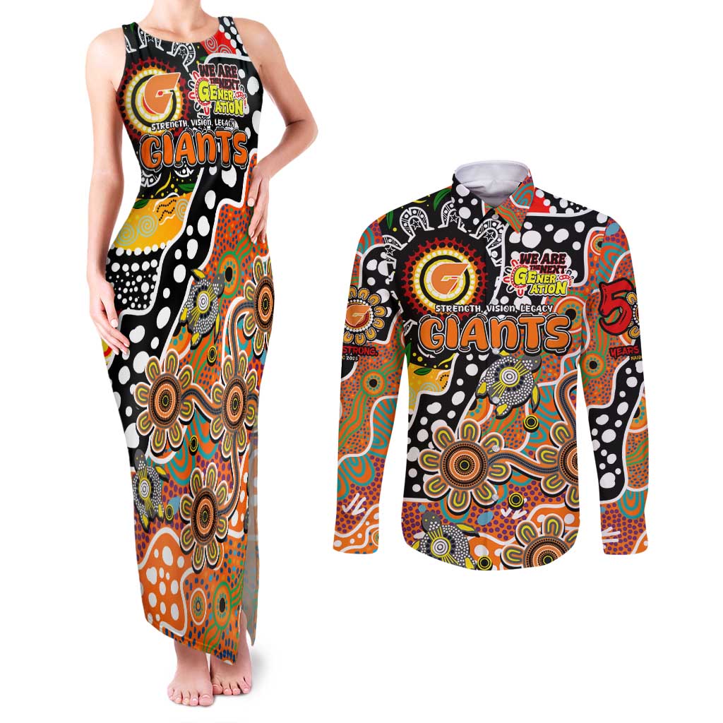 Personalised Giants AFL Celebrating 50 Years of Naidoc Couples Matching Tank Maxi Dress and Long Sleeve Button Shirt NAIDOC Week 2025 Aboriginal