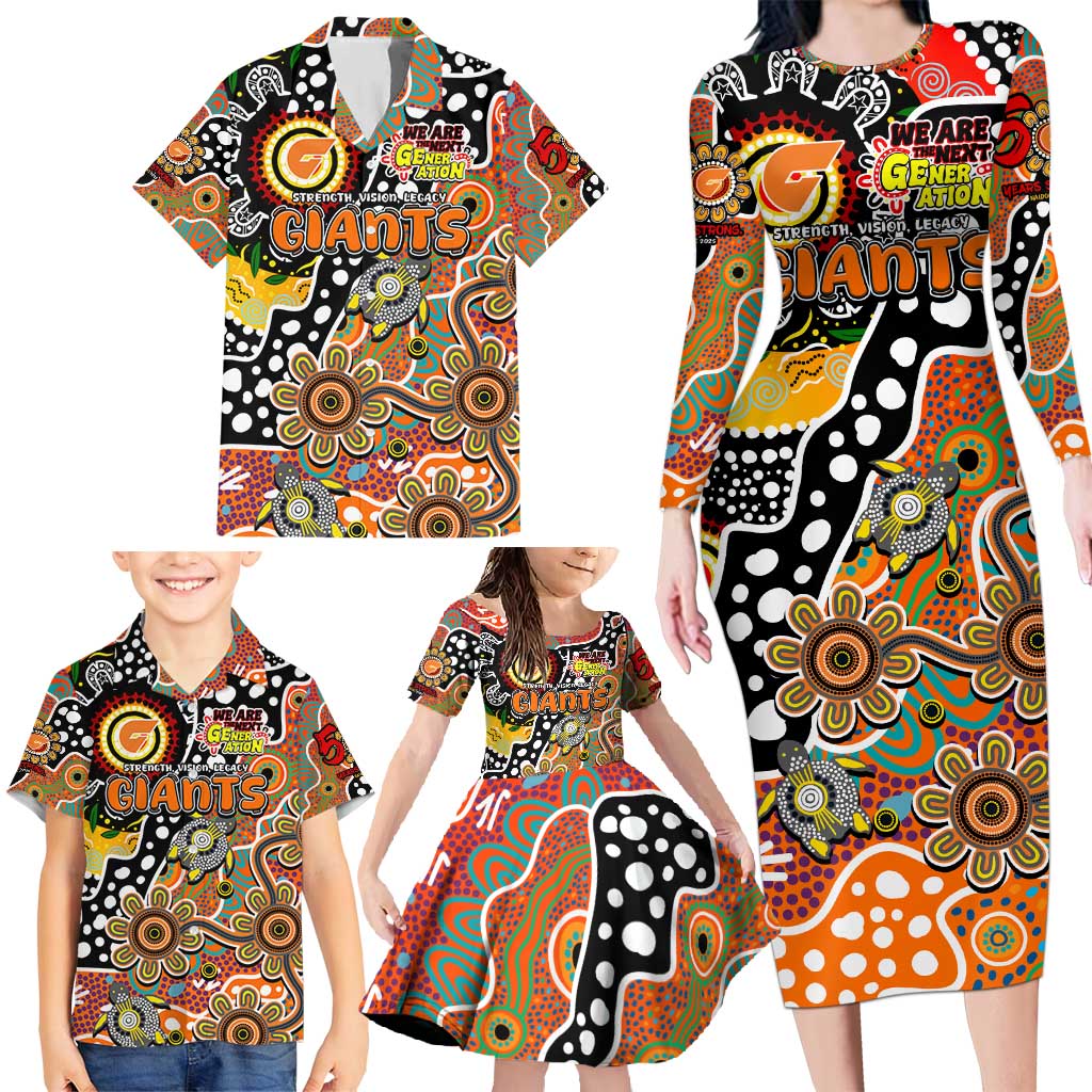 Personalised Giants AFL Celebrating 50 Years of Naidoc Family Matching Long Sleeve Bodycon Dress and Hawaiian Shirt NAIDOC Week 2025 Aboriginal