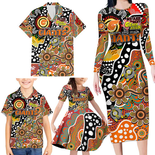 Personalised Giants AFL Celebrating 50 Years of Naidoc Family Matching Long Sleeve Bodycon Dress and Hawaiian Shirt NAIDOC Week 2025 Aboriginal