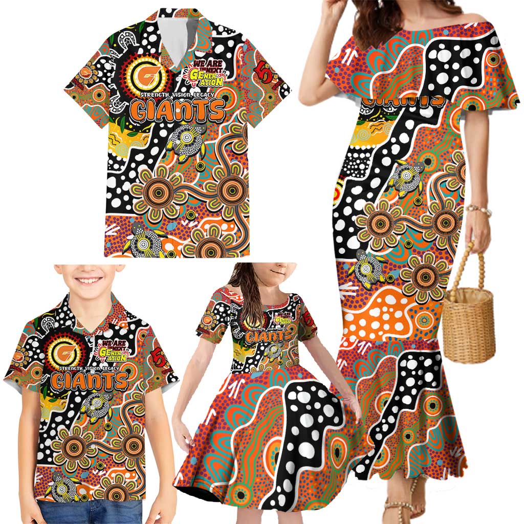Personalised Giants AFL Celebrating 50 Years of Naidoc Family Matching Mermaid Dress and Hawaiian Shirt NAIDOC Week 2025 Aboriginal