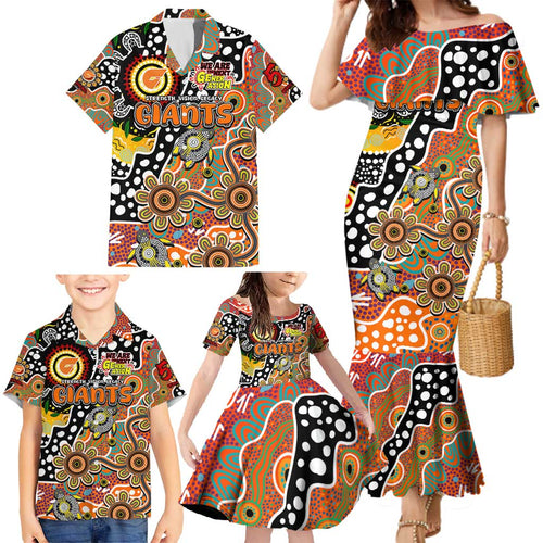 Personalised Giants AFL Celebrating 50 Years of Naidoc Family Matching Mermaid Dress and Hawaiian Shirt NAIDOC Week 2025 Aboriginal