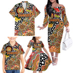 Personalised Giants AFL Celebrating 50 Years of Naidoc Family Matching Off The Shoulder Long Sleeve Dress and Hawaiian Shirt NAIDOC Week 2025 Aboriginal