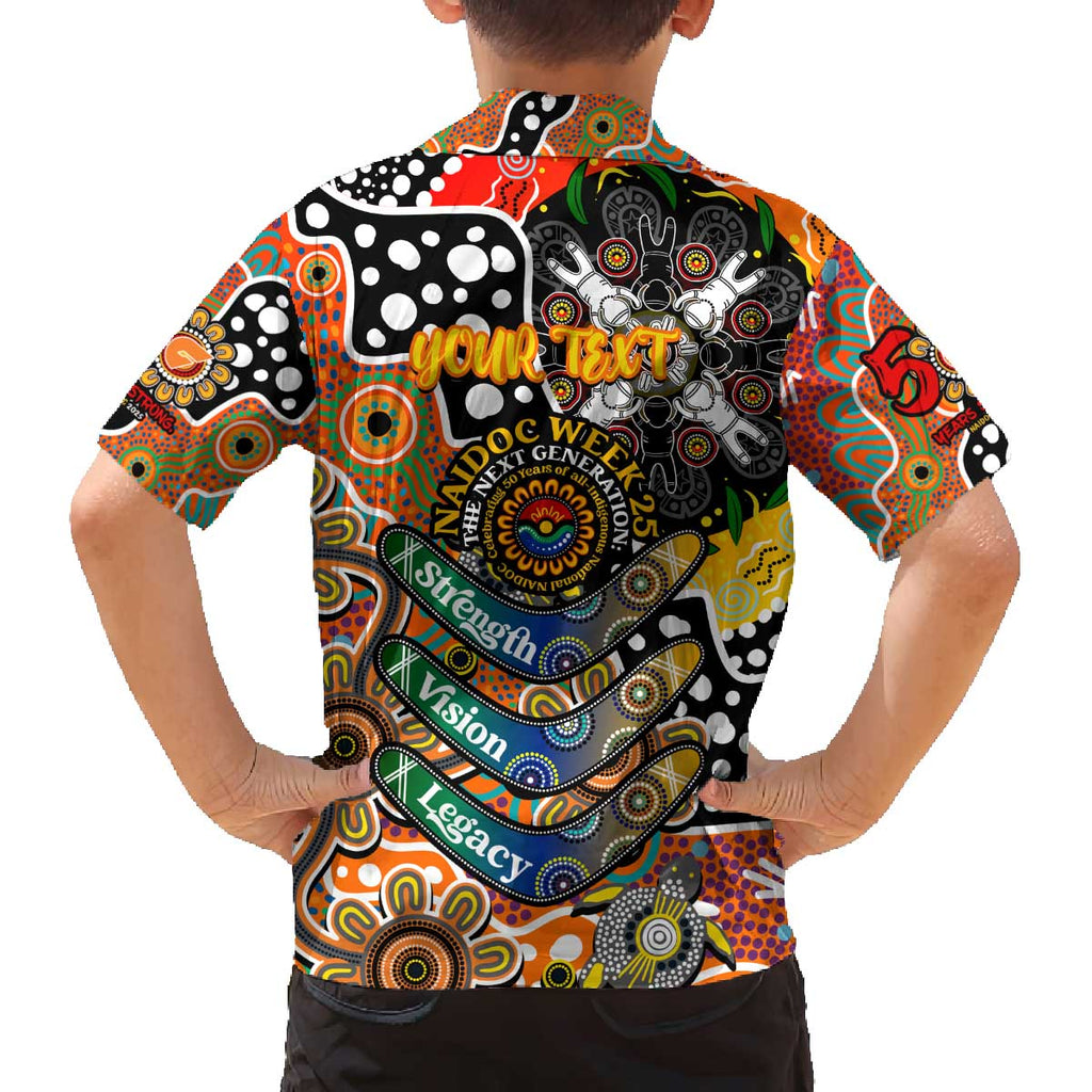 Personalised Giants AFL Celebrating 50 Years of Naidoc Family Matching Off The Shoulder Long Sleeve Dress and Hawaiian Shirt NAIDOC Week 2025 Aboriginal
