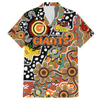 Personalised Giants AFL Celebrating 50 Years of Naidoc Family Matching Off The Shoulder Long Sleeve Dress and Hawaiian Shirt NAIDOC Week 2025 Aboriginal
