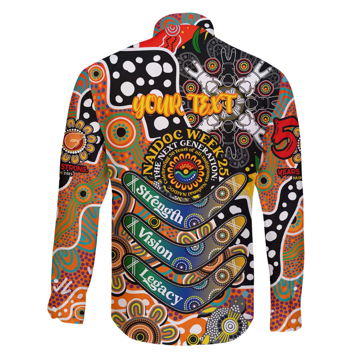 Personalised Giants AFL Celebrating 50 Years of Naidoc Family Matching Off The Shoulder Long Sleeve Dress and Hawaiian Shirt NAIDOC Week 2025 Aboriginal