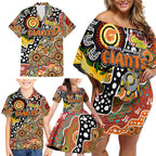 Personalised Giants AFL Celebrating 50 Years of Naidoc Family Matching Off Shoulder Short Dress and Hawaiian Shirt NAIDOC Week 2025 Aboriginal