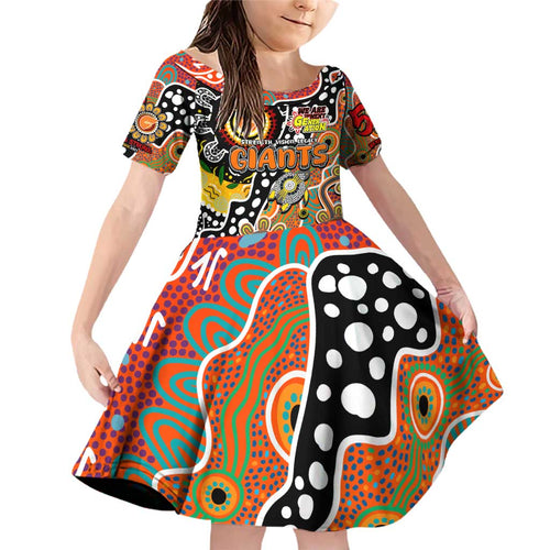 Personalised Giants AFL Celebrating 50 Years of Naidoc Family Matching Off Shoulder Short Dress and Hawaiian Shirt NAIDOC Week 2025 Aboriginal