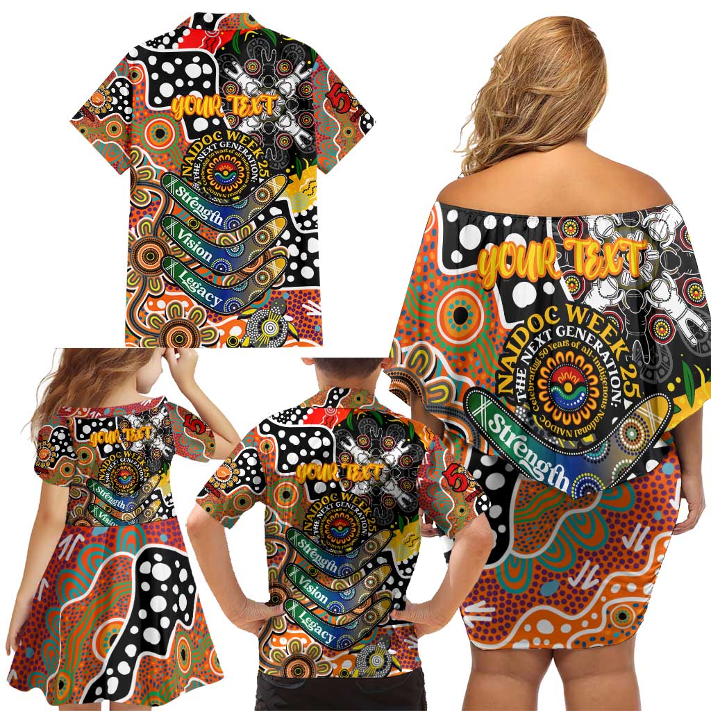Personalised Giants AFL Celebrating 50 Years of Naidoc Family Matching Off Shoulder Short Dress and Hawaiian Shirt NAIDOC Week 2025 Aboriginal