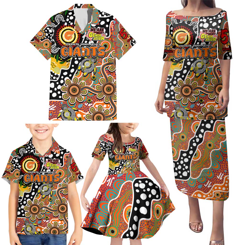 Personalised Giants AFL Celebrating 50 Years of Naidoc Family Matching Puletasi and Hawaiian Shirt NAIDOC Week 2025 Aboriginal