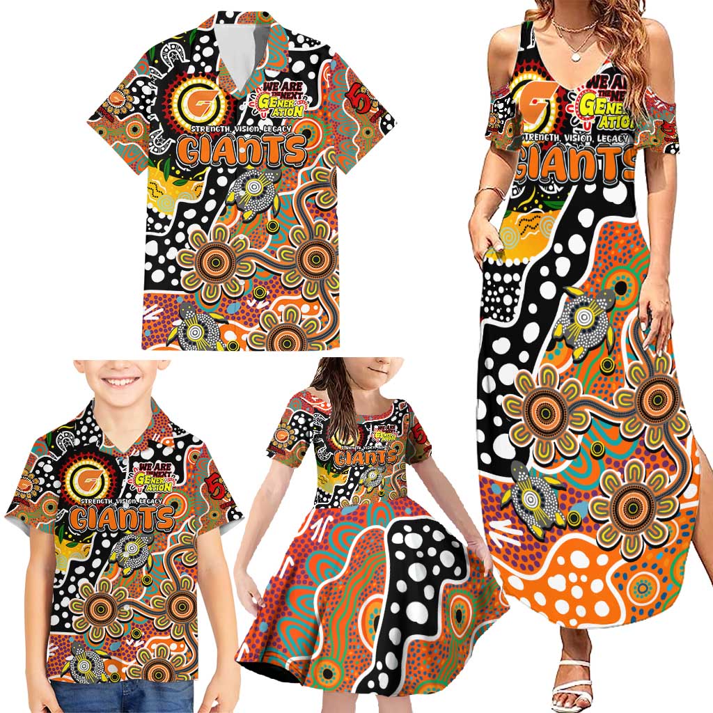 Personalised Giants AFL Celebrating 50 Years of Naidoc Family Matching Summer Maxi Dress and Hawaiian Shirt NAIDOC Week 2025 Aboriginal