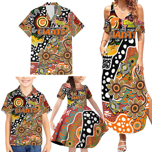 Personalised Giants AFL Celebrating 50 Years of Naidoc Family Matching Summer Maxi Dress and Hawaiian Shirt NAIDOC Week 2025 Aboriginal