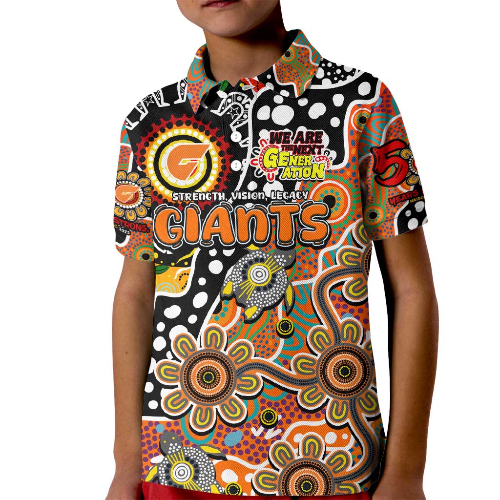 Personalised Giants AFL Celebrating 50 Years of Naidoc Kid Polo Shirt NAIDOC Week 2025 Aboriginal