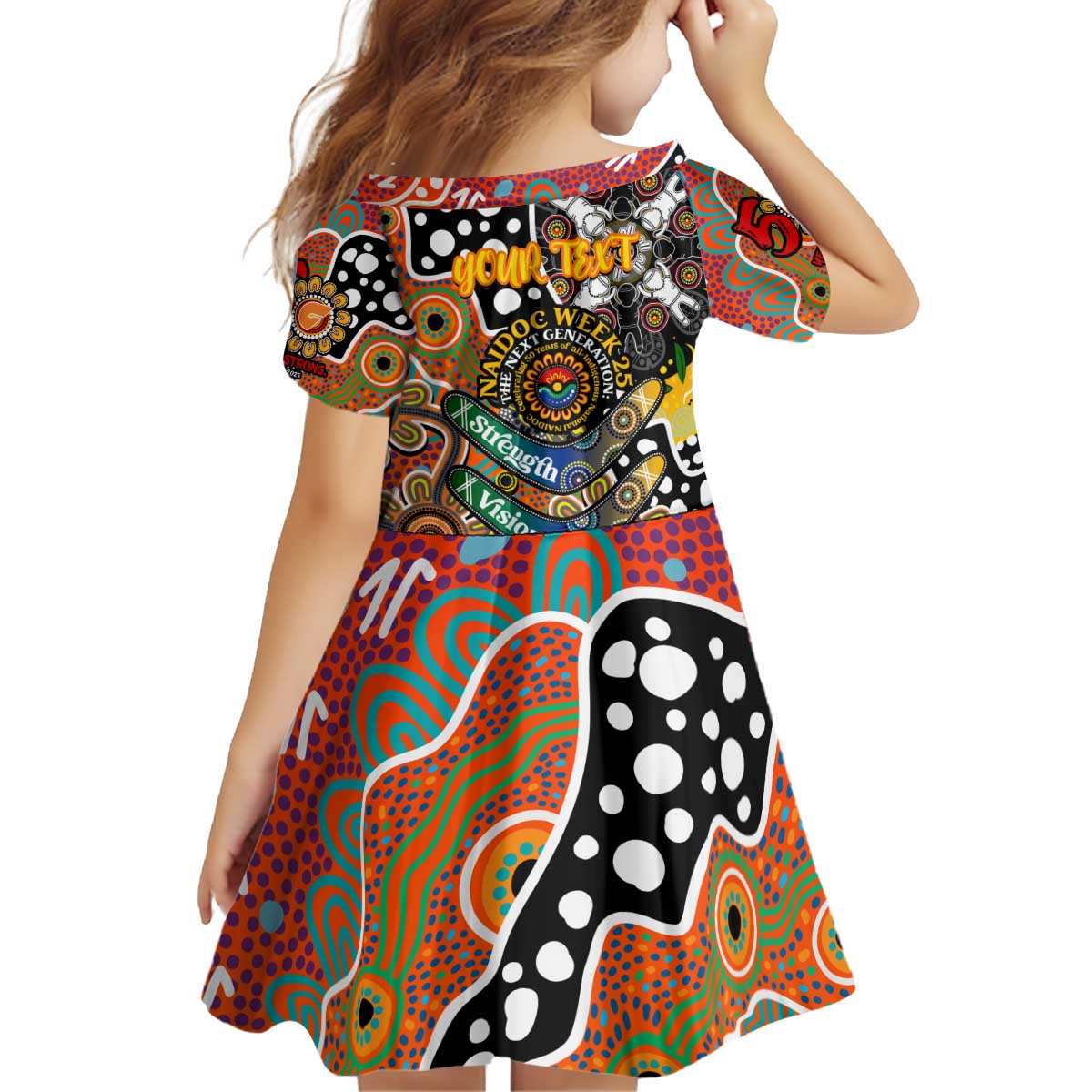 Personalised Giants AFL Celebrating 50 Years of Naidoc Kid Short Sleeve Dress NAIDOC Week 2025 Aboriginal