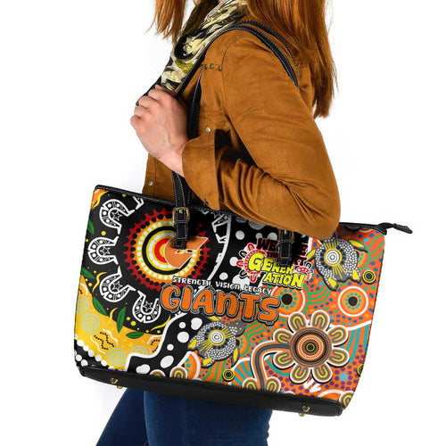 Giants AFL Celebrating 50 Years of Naidoc Leather Tote Bag NAIDOC Week 2025 Aboriginal