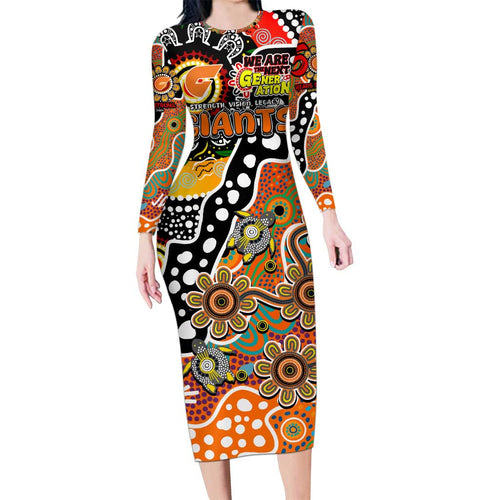 Personalised Giants AFL Celebrating 50 Years of Naidoc Long Sleeve Bodycon Dress NAIDOC Week 2025 Aboriginal