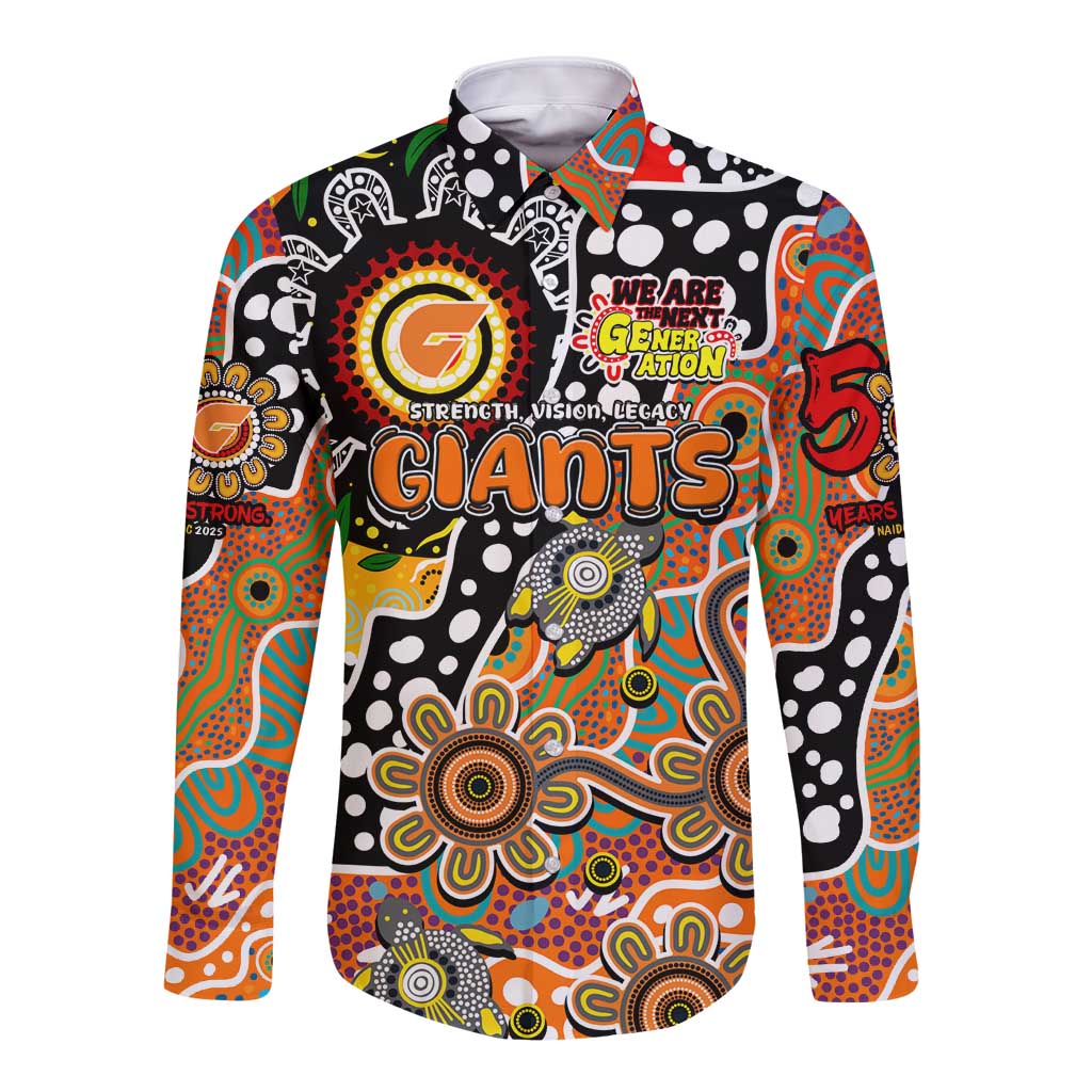 Personalised Giants AFL Celebrating 50 Years of Naidoc Long Sleeve Button Shirt NAIDOC Week 2025 Aboriginal