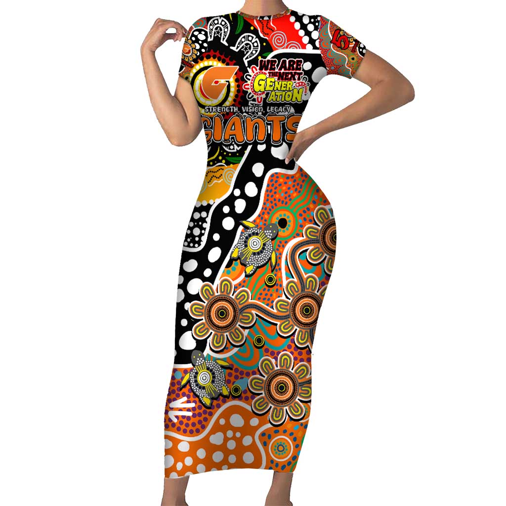 Personalised Giants AFL Celebrating 50 Years of Naidoc Short Sleeve Bodycon Dress NAIDOC Week 2025 Aboriginal