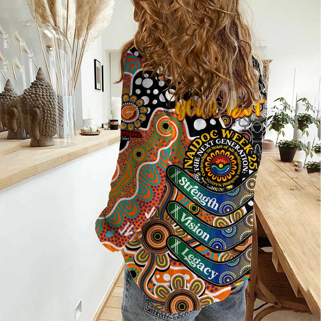 Personalised Giants AFL Celebrating 50 Years of Naidoc Women Casual Shirt NAIDOC Week 2025 Aboriginal