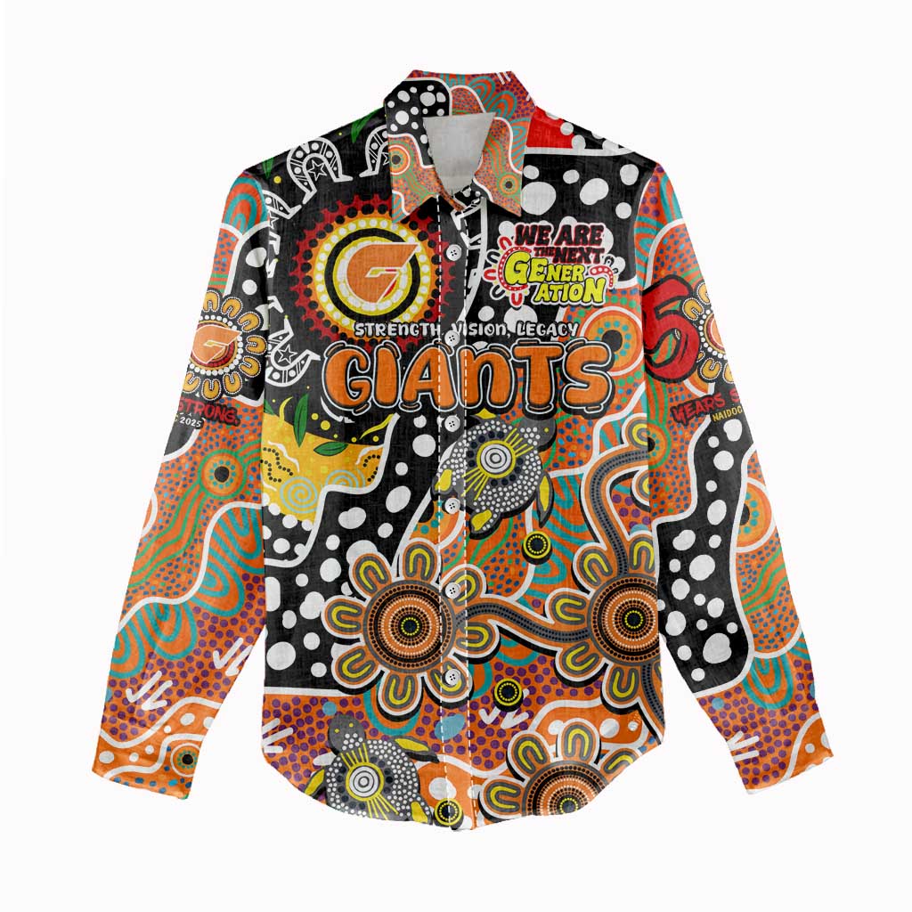 Personalised Giants AFL Celebrating 50 Years of Naidoc Women Casual Shirt NAIDOC Week 2025 Aboriginal