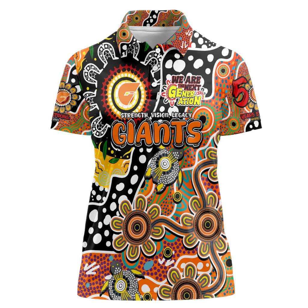 Personalised Giants AFL Celebrating 50 Years of Naidoc Women Polo Shirt NAIDOC Week 2025 Aboriginal