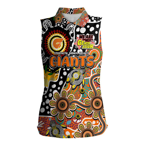 Personalised Giants AFL Celebrating 50 Years of Naidoc Women Sleeveless Polo Shirt NAIDOC Week 2025 Aboriginal