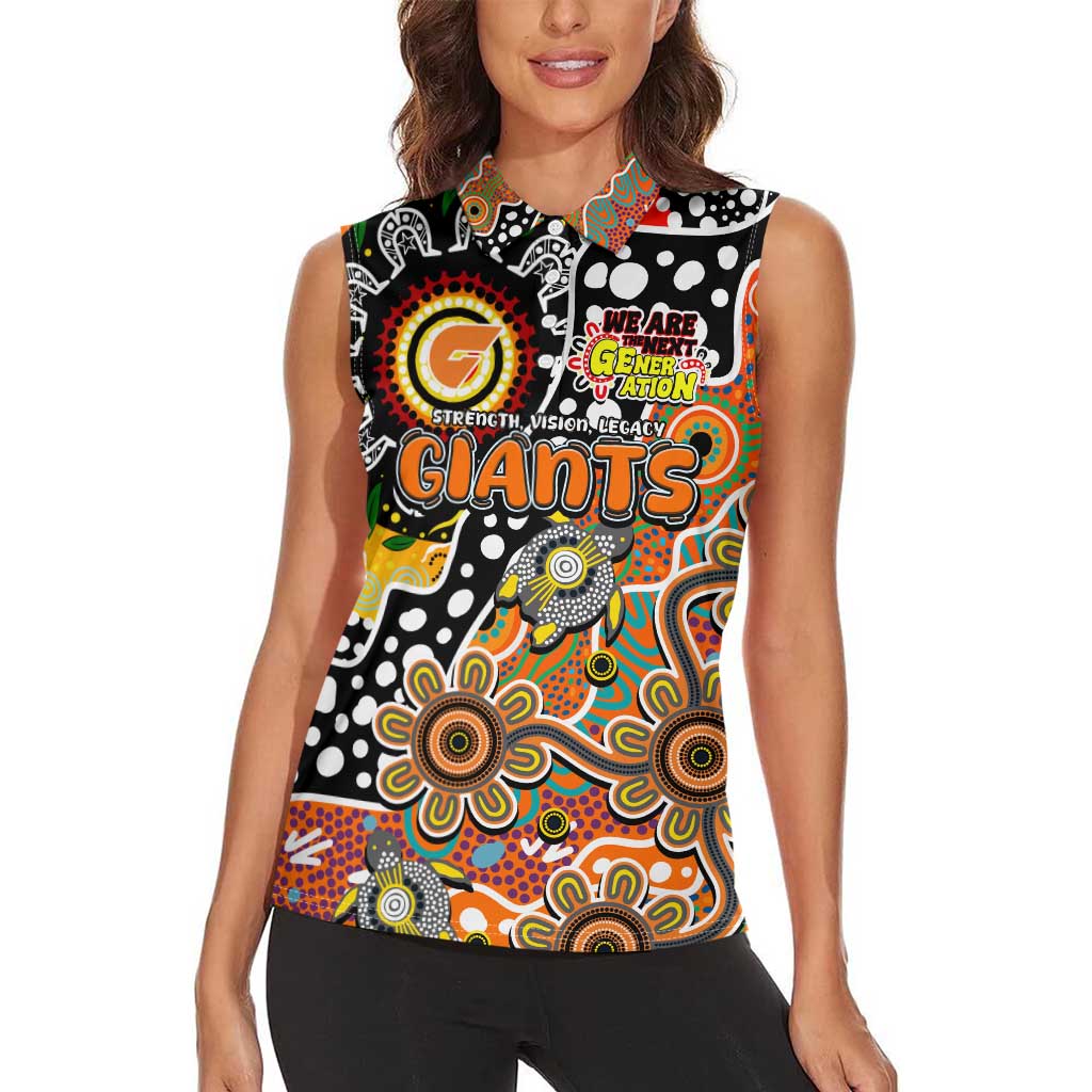 Personalised Giants AFL Celebrating 50 Years of Naidoc Women Sleeveless Polo Shirt NAIDOC Week 2025 Aboriginal
