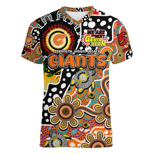 Personalised Giants AFL Celebrating 50 Years of Naidoc Women V-Neck T-Shirt NAIDOC Week 2025 Aboriginal