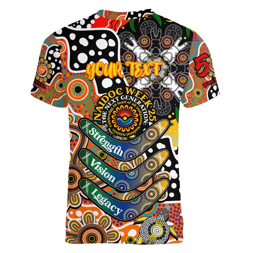Personalised Giants AFL Celebrating 50 Years of Naidoc Women V-Neck T-Shirt NAIDOC Week 2025 Aboriginal
