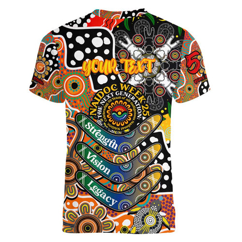Personalised Giants AFL Celebrating 50 Years of Naidoc Women V-Neck T-Shirt NAIDOC Week 2025 Aboriginal