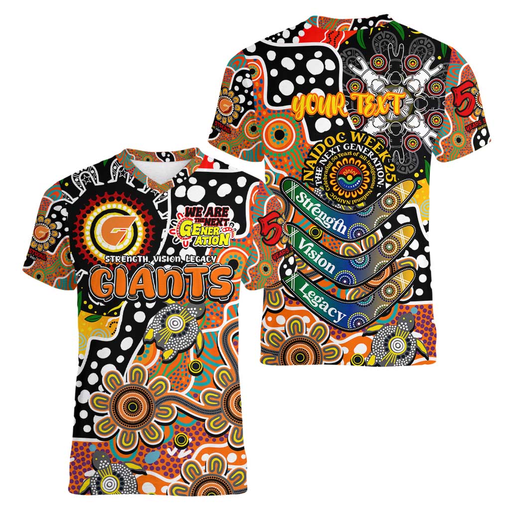 Personalised Giants AFL Celebrating 50 Years of Naidoc Women V-Neck T-Shirt NAIDOC Week 2025 Aboriginal