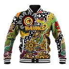 Personalised Hawks AFL Celebrating 50 Years of Naidoc Baseball Jacket NAIDOC Week 2025 Aboriginal