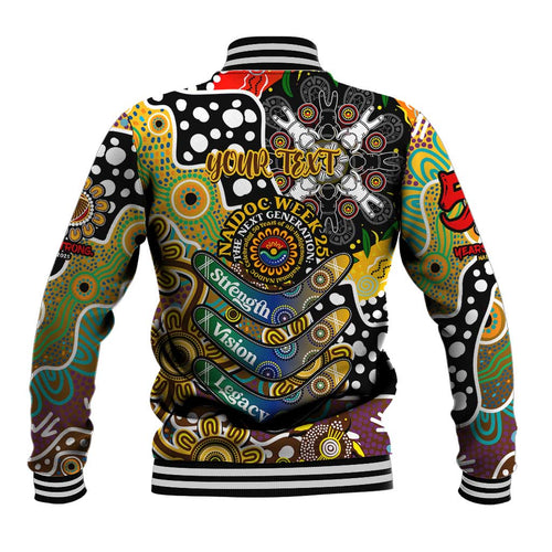 Personalised Hawks AFL Celebrating 50 Years of Naidoc Baseball Jacket NAIDOC Week 2025 Aboriginal