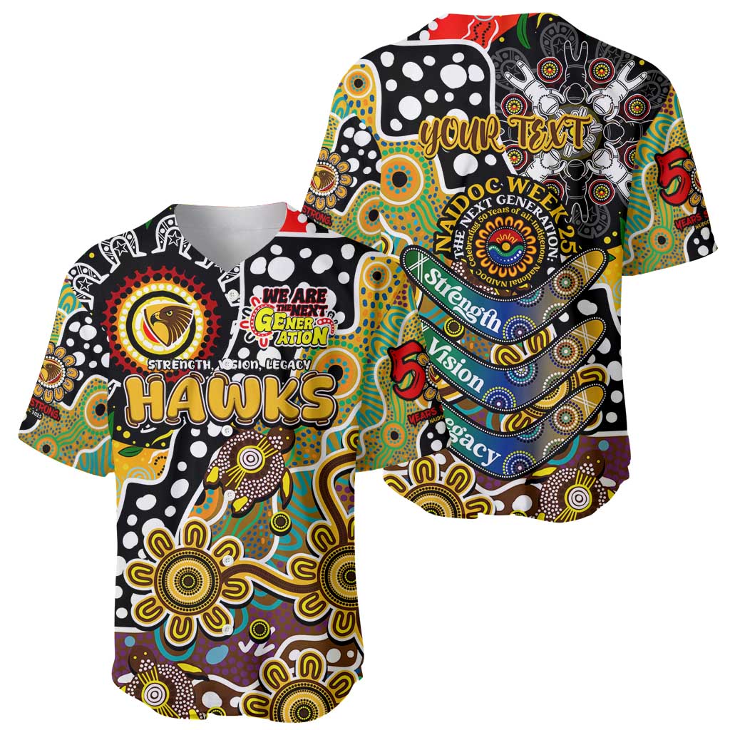 Personalised Hawks AFL Celebrating 50 Years of Naidoc Baseball Jersey NAIDOC Week 2025 Aboriginal